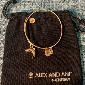 Vintage Alex and Ani Brass Dolphin Bracelet